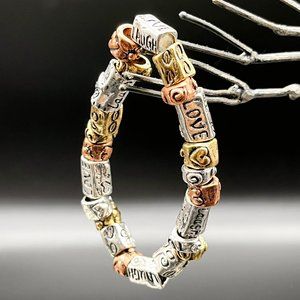 Love,Laugh, Live Metal Stretch Bracelet